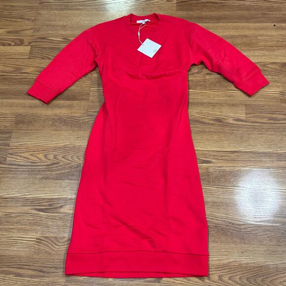Tibi Midi Red Open Back terry Sweatshirt Dress small - Picture 9 of 14